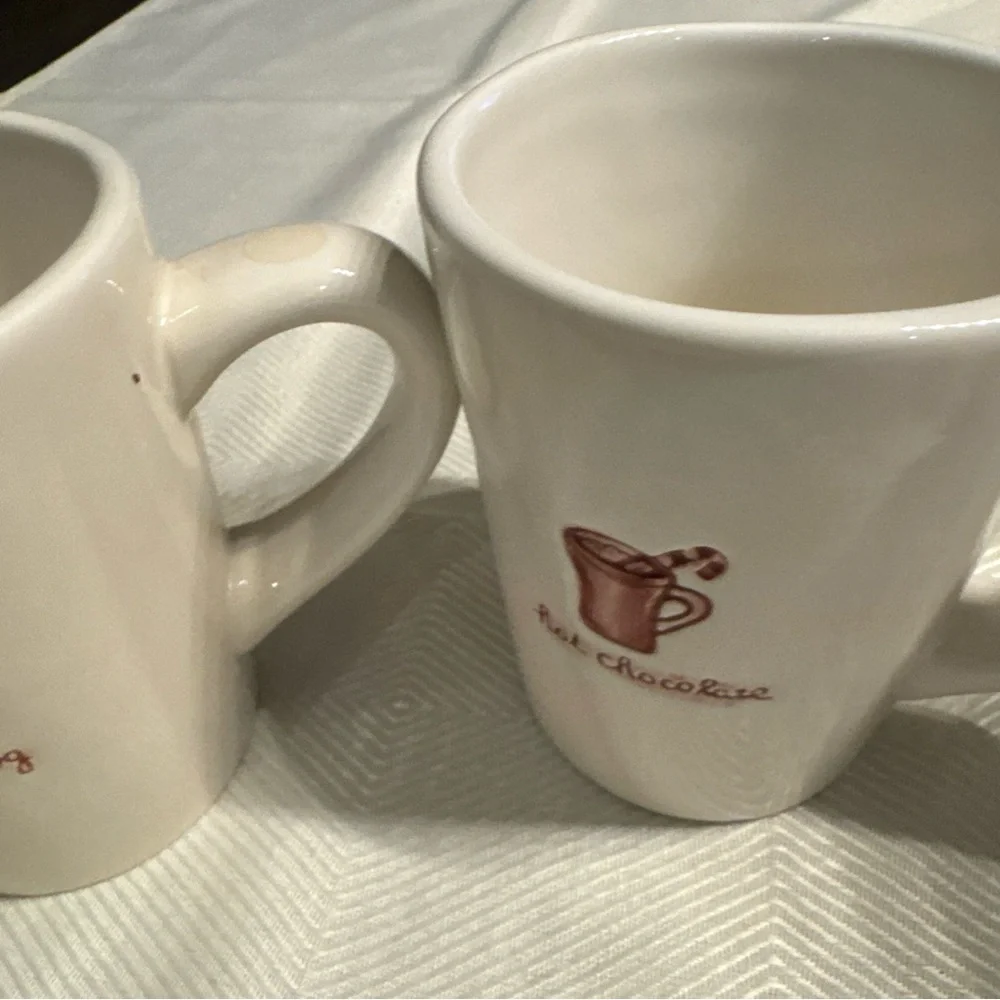 White Ceramic Mug Set with Red Accents Williams Sonoma